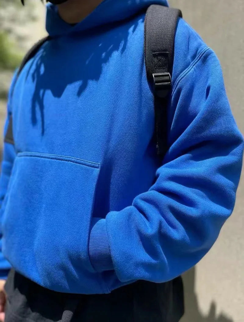 Autumn Winter High Street Oversized Kanye West Hoodie Men Women 1:1 Solid Color Black Brown Red Blue Pullover Streetwear Hooded