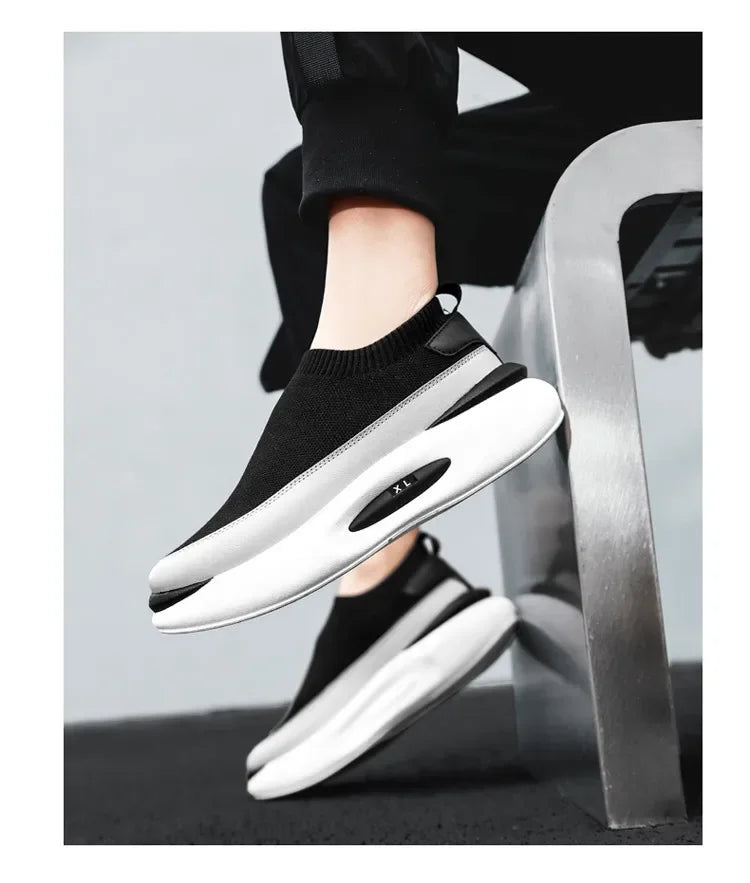 Herrensocken, atmungsaktives Mesh, Laufschuh, Sommersportschuhe, schwarze Slip-On-Slip-Ons, lässiger Fahrschuh für Herren, geeignet für den Außenbereich