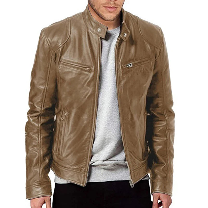 2024 motorrad Leder Jacken Mann Casual Mode Motorrad Mantel Slim Fit Revers PU Jacken Herbst Anti-wind Leder Mantel männlichen