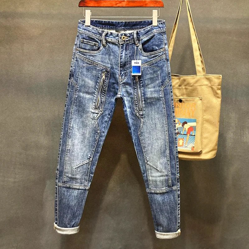 Jeans für Herren, Harem, zerrissen, hochwertige, lockere Herren-Cowboy-Hose, Buggy, stilvoller Punk-Boot-Cut, Vintage-gerissene, gewaschene Retro-Hose, L