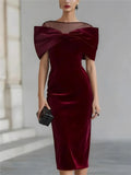 Modisches Spitzenkleid mit Einschulter-Design aus Goldvelours für Damen, Sommerliches Schlankes Elegantes Hüftbedeckendes Schlitz-Kleid