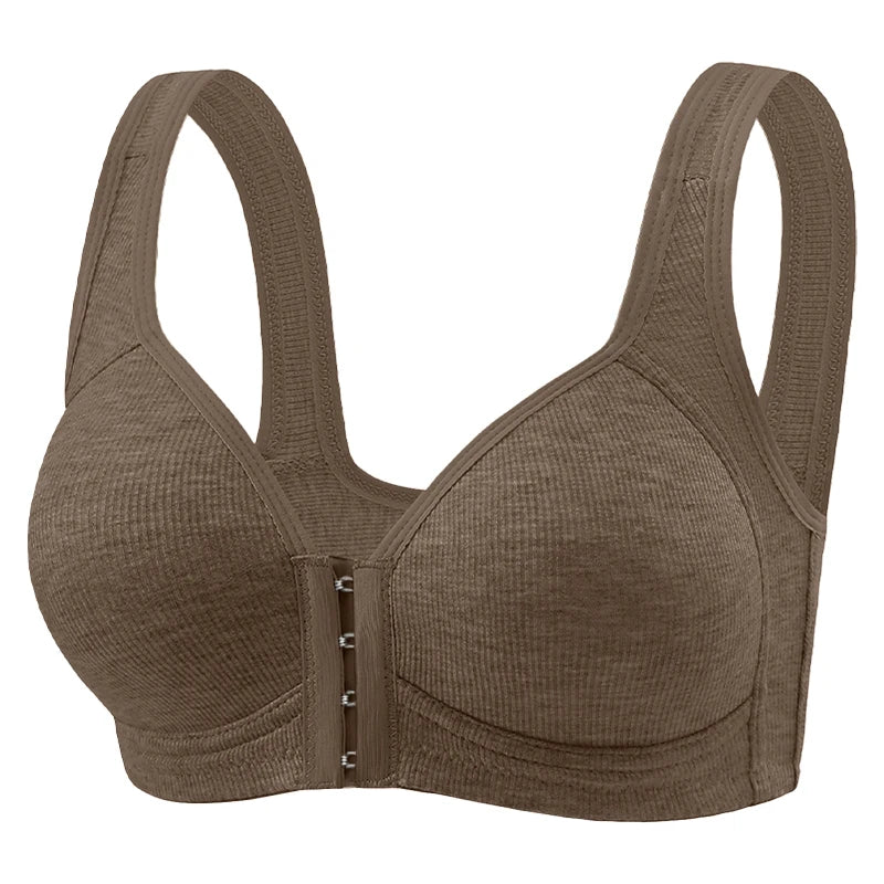 Fallsweet Nahtloser BH mit Vorderverschluss für Damen, solides, kabelloses Push-Up-Bralette, vollständige Abdeckung, feste Körbchen, bequeme Unterwäsche