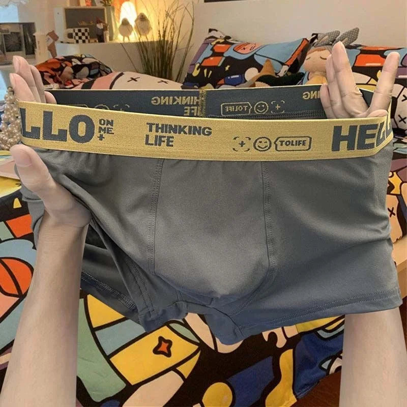 1/3Pc Männer Höschen Atmungsaktive Antibakterielle Boxer Shorts Vier-ecke Shorts Jugendliche Gestrickte Reine Farbe U Konvexen männlichen Unterhose