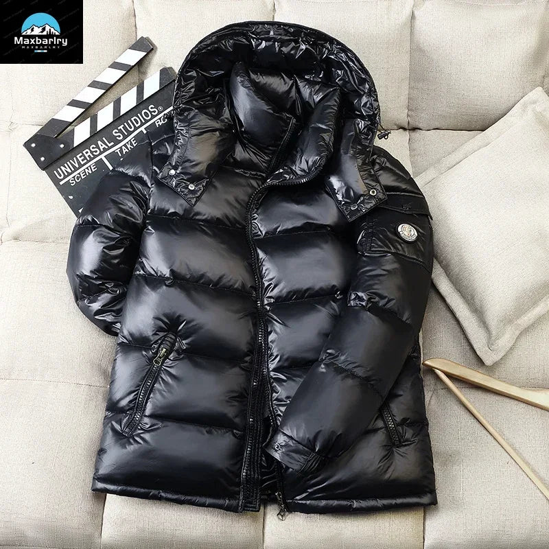 2024 Winter Neue Herren Puffer Jacke Mode Dicke Männer Frauen Ente Unten Jacke Im Freien Warme Casual Mäntel Feste Kapuze Mäntel