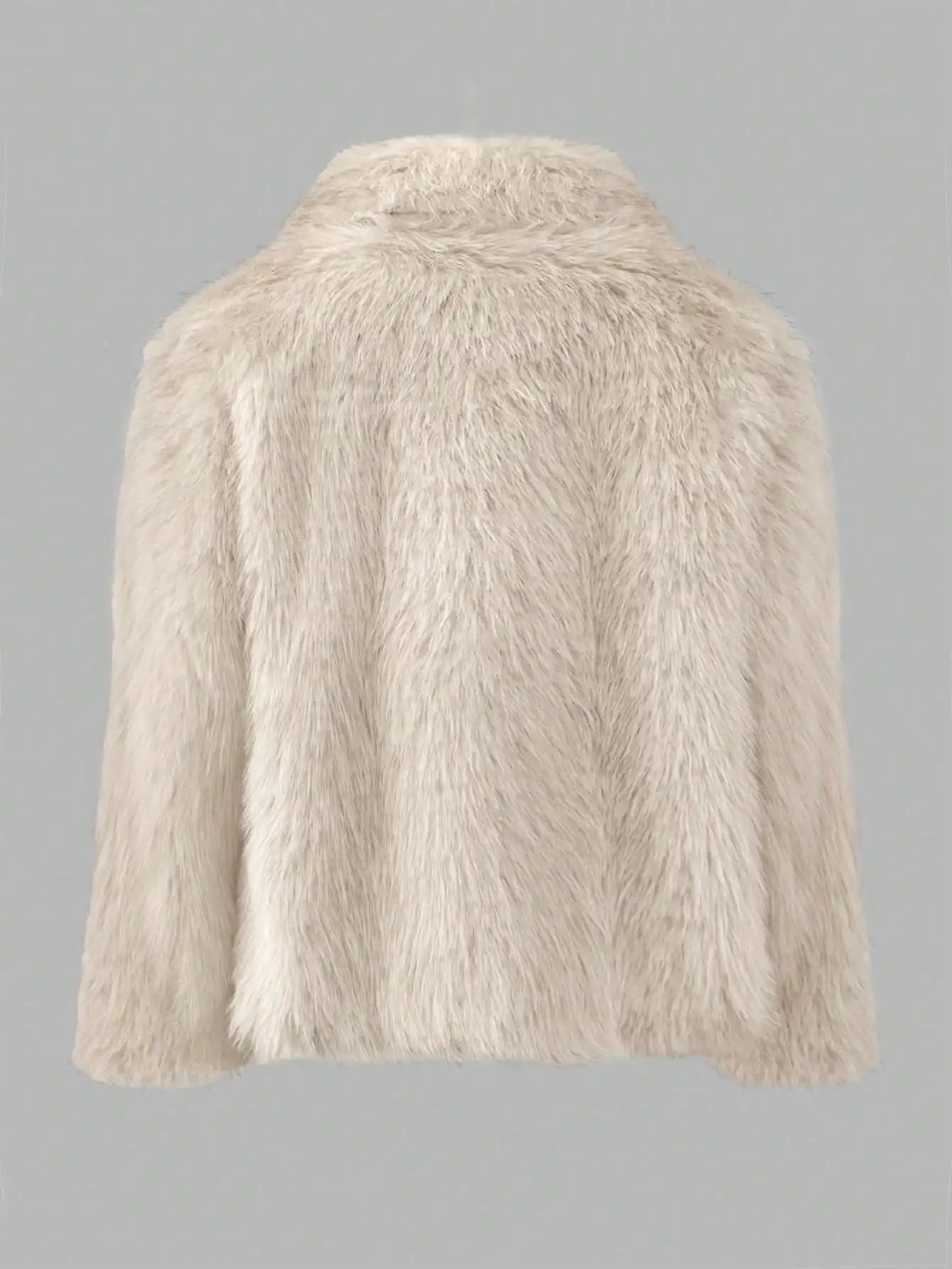 Luxuriöser Kunstpelzmantel für Damen, Winter, warm, flauschig, pelzige Jacke, Reverskragen, kurze Oberbekleidung