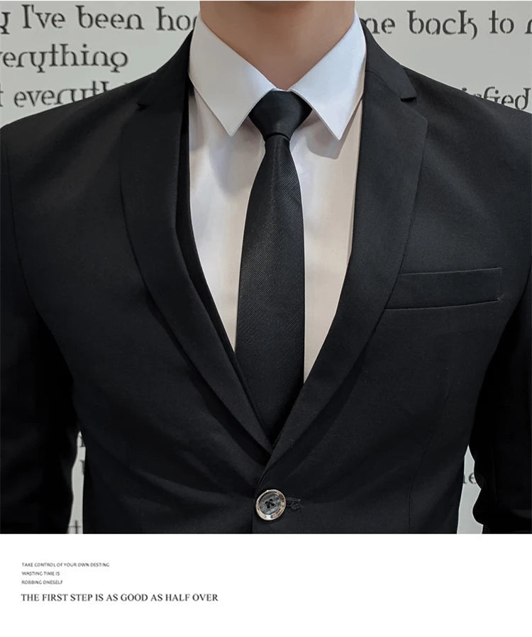 Herren-Slim-Fit-Dreiteiler im koreanischen Stil für Business, professionelle formelle Kleidung, Trauzeuge, Bräutigam, Hochzeit, koreanischer Stil, kleiner Sui