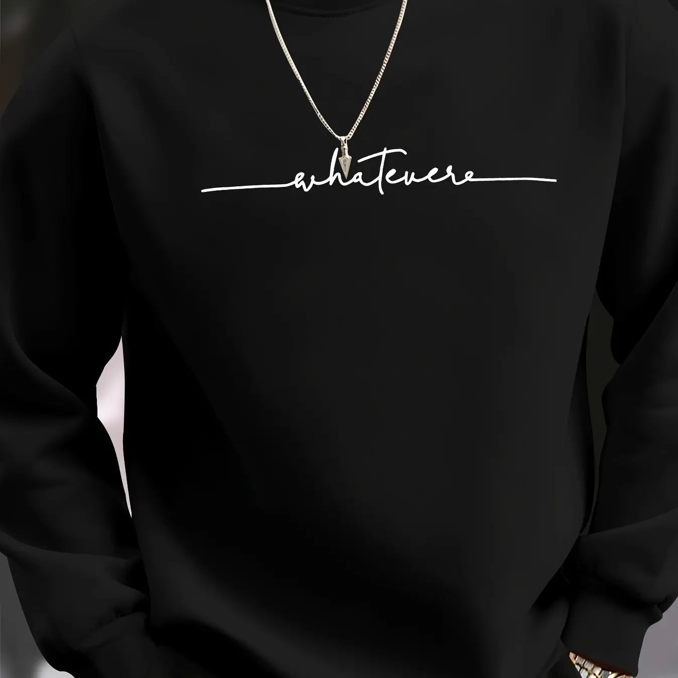 Men's autumn and winter fashionable casual loose and simple letter printed fleece long sleeved round neck sweatshirt