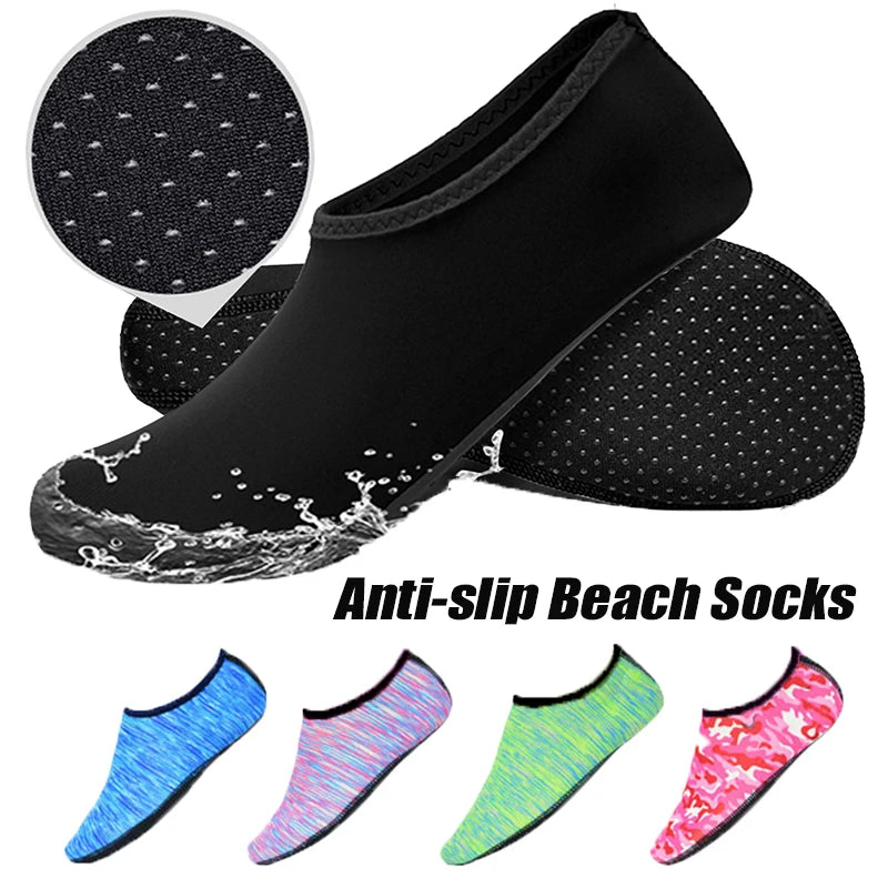 One Pair Quick Dry Water Socks Unisex Multiple Colors Comfy Non Slip Water Shoes Anti Slip Swimming Beach Shoes