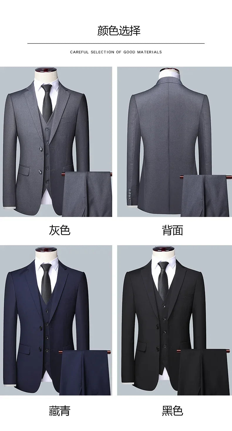 Anzug Boutique Herrenmode Business (Blazer + Weste + Hose) Gentleman's Hochzeit Casual Professioneller formeller Anzug 3-teilig M-6XL