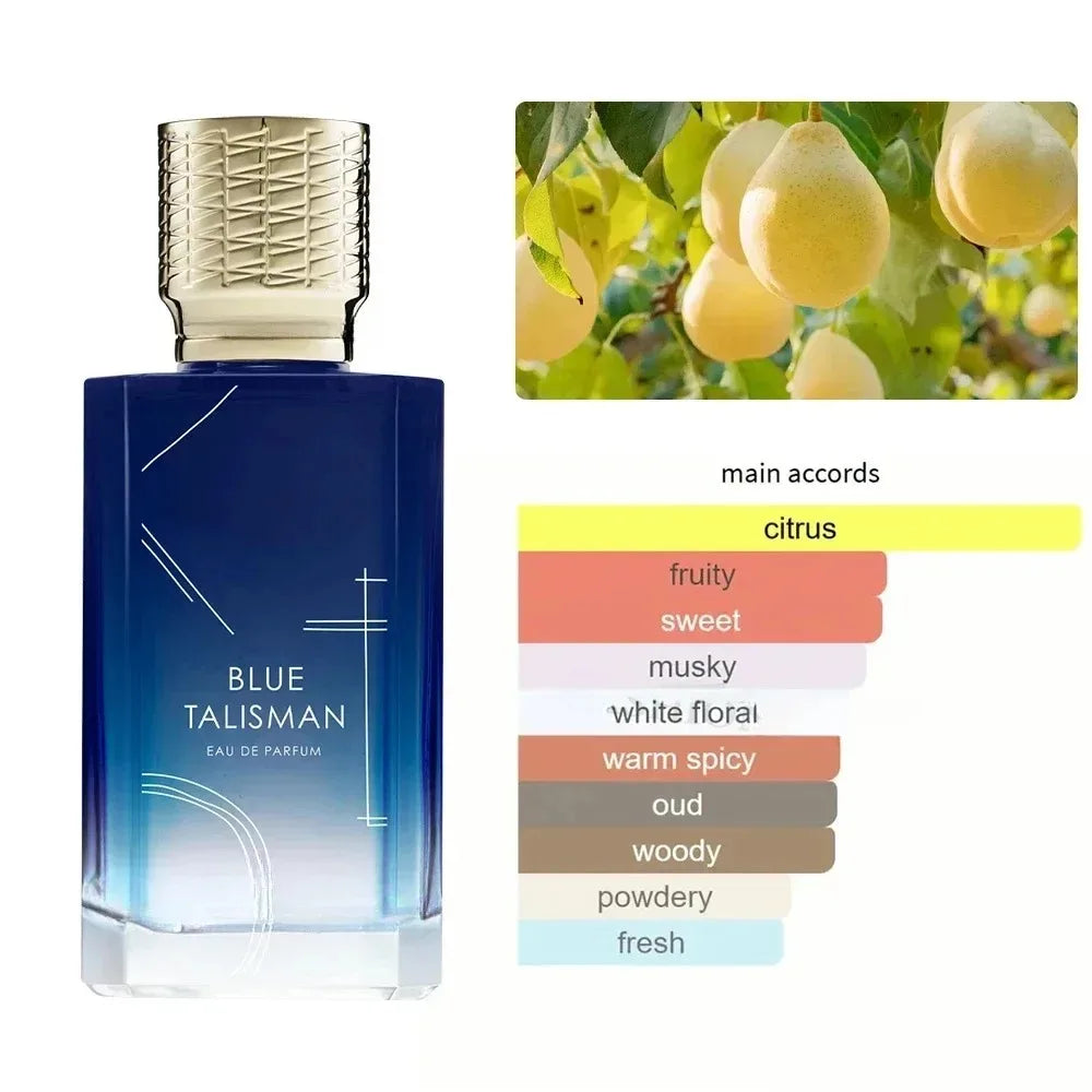 100 ml Luxusmarke „Enchantment of Blue“, schützender Talisman-Blume, Unisex, langlebig, holzig, floraler Pheromon-Köln-Duft