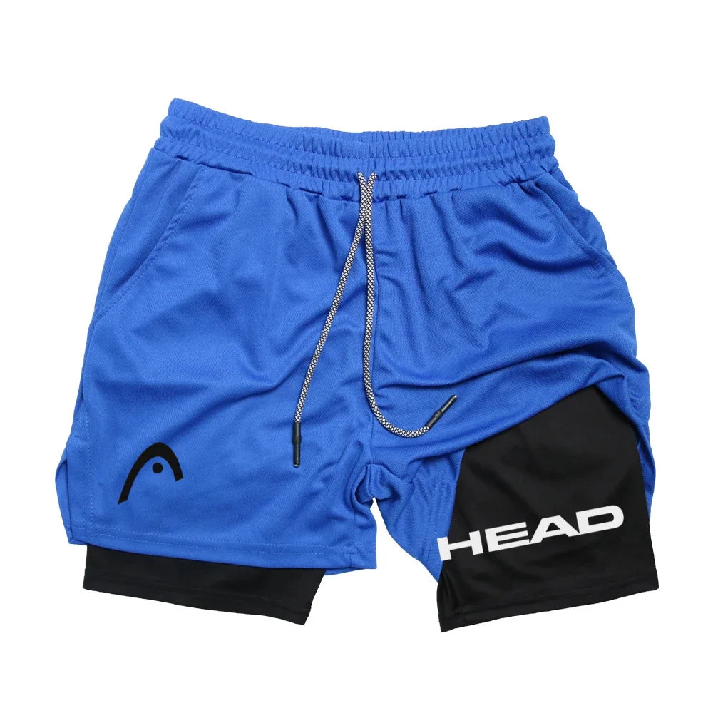 Anime Berserk Head Laufshorts für Herren, Fitness, Fitnessstudio, Training, 2-in-1, Sport, schnell trocknend, Training, Joggen, Doppeldeck, Sommer
