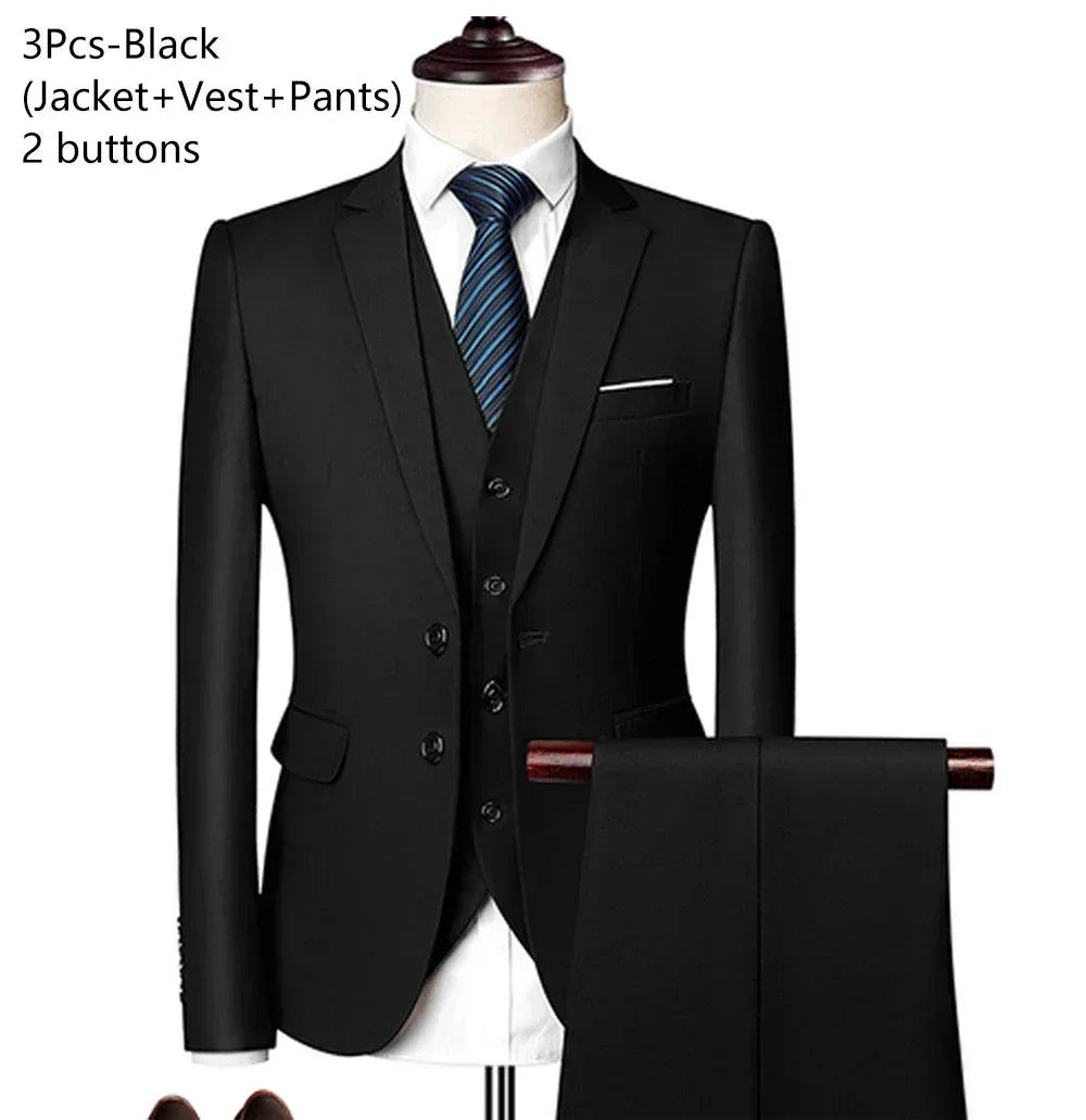 Hochzeitsanzüge für Männer, 3-teiliges Set, elegante Jacken, Weste, Hosen, Blazer, formelles Outfit, modisch, klassisch, komplettes 2024-Kostüm