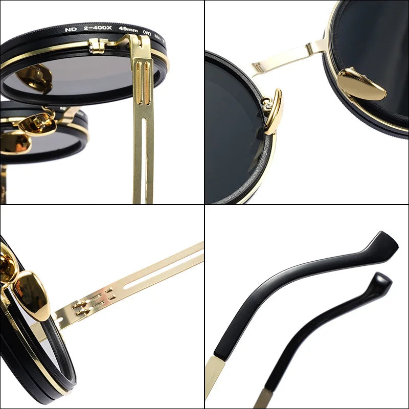 Neue Einstellbare 1-9 Sonnenbrille Punk Polarisierte Sonnenbrille Männer Frauen Runde ND Filter Linsen Retro Angeln Brillen Shades