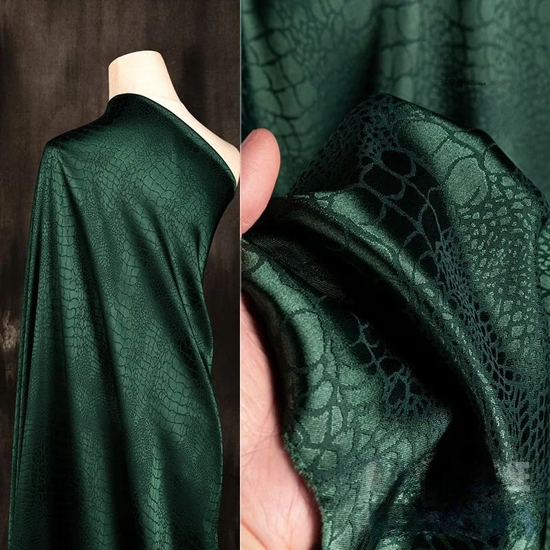 Schwarzer Micro-Stretch-Jacquard-Stoff pro Meter für Kleider, Kleidung, Nähen, schlichtes Krokodilmuster, Stoff, Handarbeit, glatt