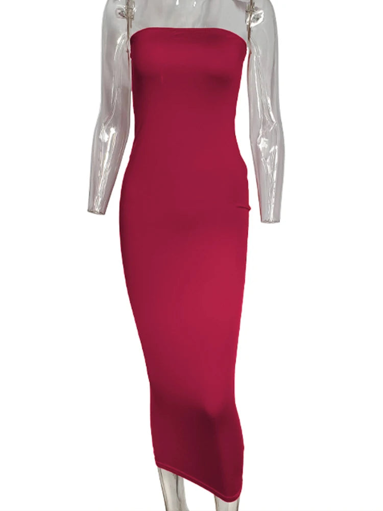 Sommer Damen Sexy ärmelloses, auf der Brust gewickeltes langes Strandkleid