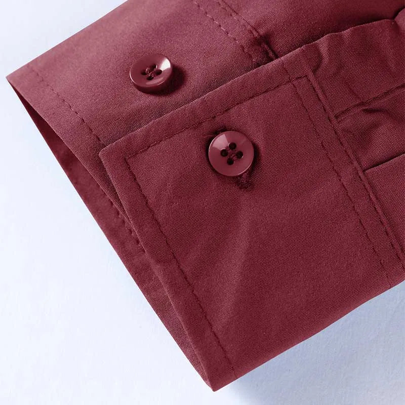 Neues, langärmliges, einfarbiges Business-Casual-Hemd für Herren, knitterfrei, knitterfrei, bequem, vielseitiges Oberteil für die ganze Saison
