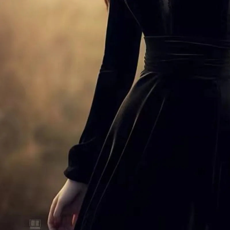OCEANLOVE Herbst Winter Kleider für Frauen Hepburn Stil Vintage Solid Black Vestidos Mujer Stehkragen Elegante Lange Kleid
