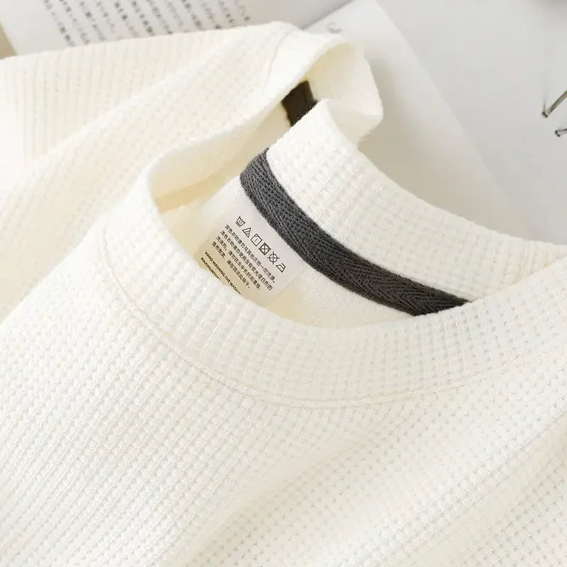 Neues Sommer-T-Shirt mit Rundhalsausschnitt und Waffelmuster für Herren, bequemes, atmungsaktives Kurzarm-Top für Freizeitkleidung
