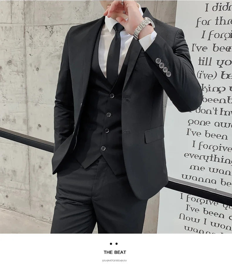 Anzug Upgrade des neuen Stoffes Herren Business Gentleman Fashion Slim Work Solid Color Plus Size Fair Dress Hochzeit Trauzeugenanzug