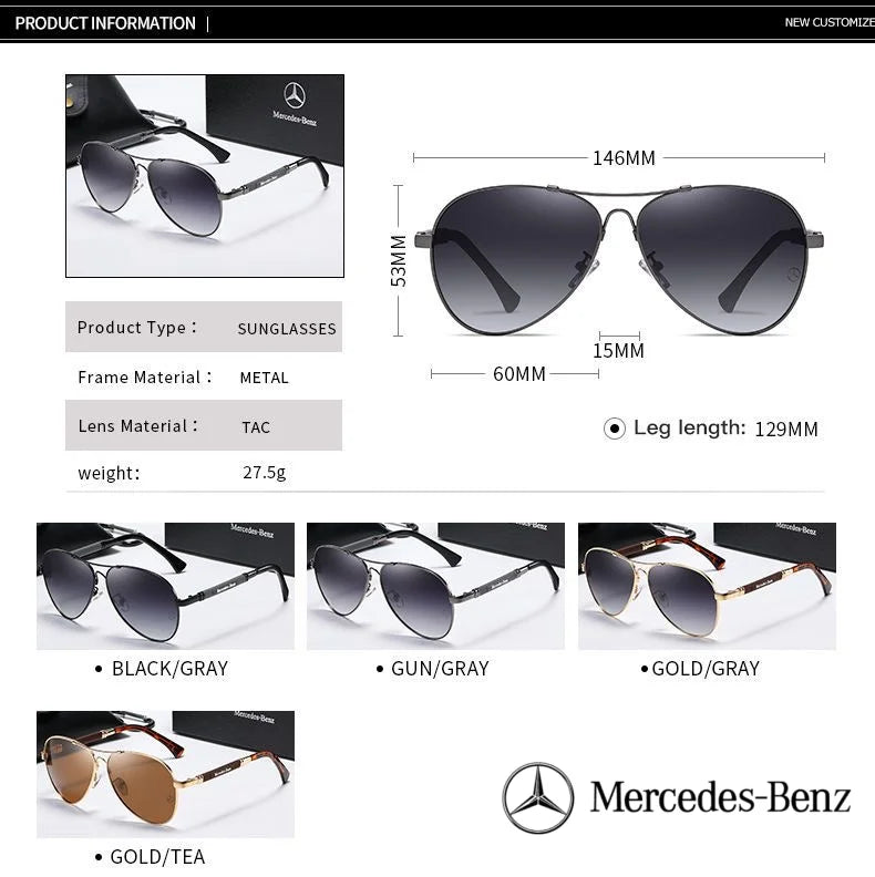 Mercedes Benz E B A C S V Class GLB GLC GLE GLS AMG SLC SLK CLS Car HighEnd Anti Glare Driver Goggles Pilot Polarized Sunglasses