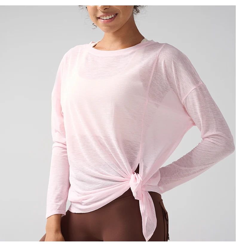Gym Sport Tops Workout T-shirts Frauen Yoga Kleidung Laufen Lose Schlank Schnell Trocknend Training Langarm Bluse Fitness Tops 👚