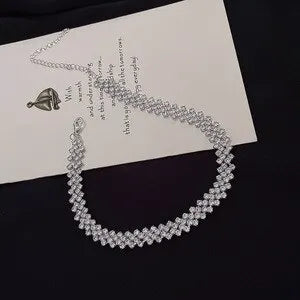 Luxuriöse glänzende voller Strass-Halskette für Frauen, personalisierte geometrische Kristall-Halsketten, Hochzeitsschmuck, Party-Geschenke