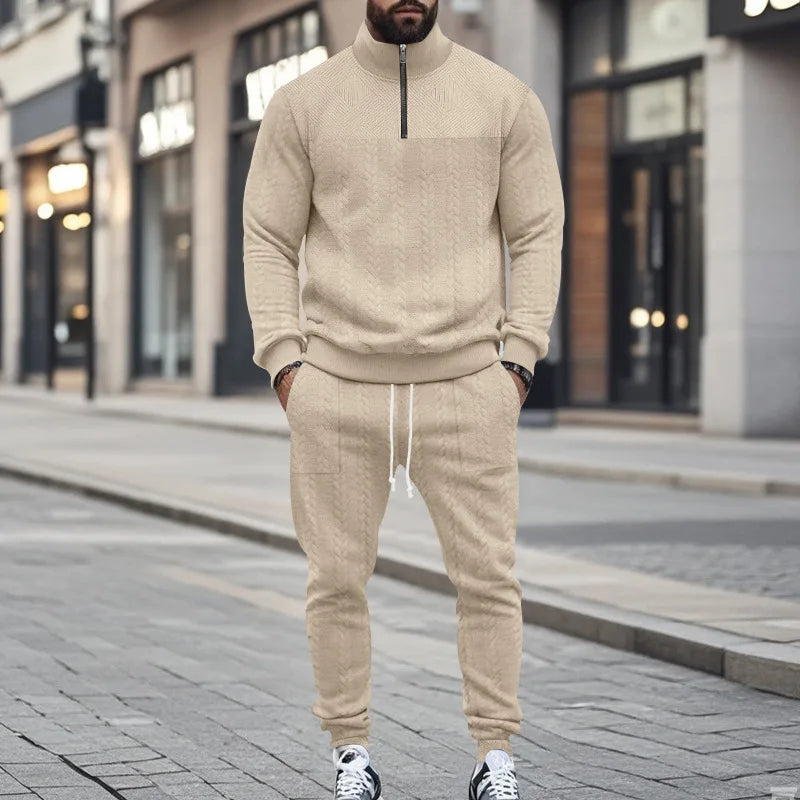 Herbst Kleidung Herren Luxus Trainingsanzug Freizeit Stehkragen Langarm Zipper Sweatshirt + Hosen Streetwear 2-teiliger Anzug S-3XL