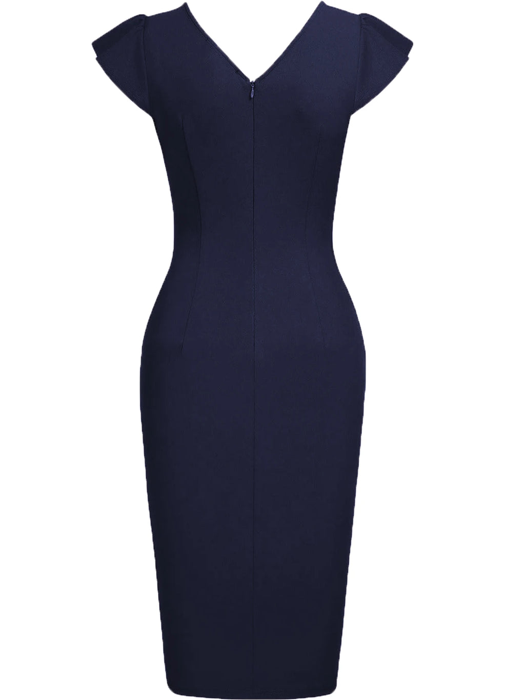Elegantes Damenkleid mit V-Ausschnitt und kurzen Ärmeln für den Sommer, Cocktail- und Abendparty, knielanges Kleid mit Falten, figurbetontes Kleid, Robe, Vestido