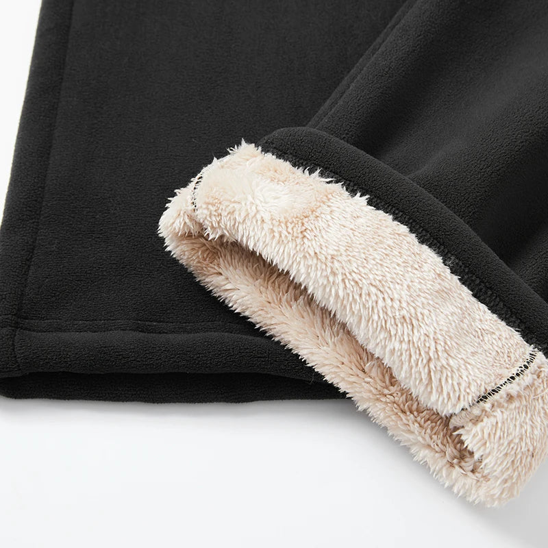 YJKVUR Unisex 2025, Winter, neue Oversize-Hose, für Herren und Damen, warme Fleece-Futter, Kordelzug-Hose, lässig, bequem, Fitnessstudio, Jogginghose
