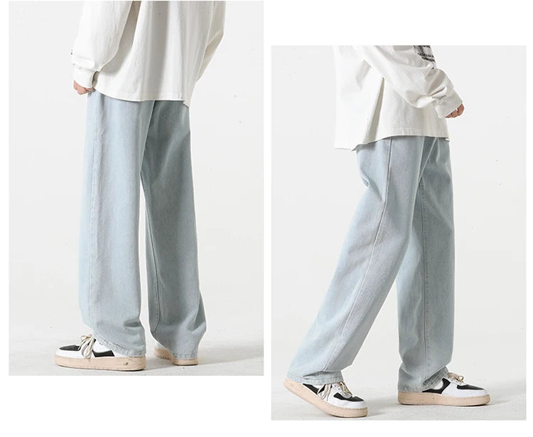 Jeans für Herren im Frühjahr und Sommer 2022, neuer Stil, Trend, gerade, vielseitige Freizeithose, lockere Hose mit weitem Bein