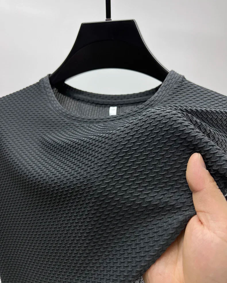 Sommer Eis Seide High-End einfarbig hochwertige Kurzarm T-Shirts Herren atmungsaktive Mode T-Shirt männliche Marke Kleidung 4xl