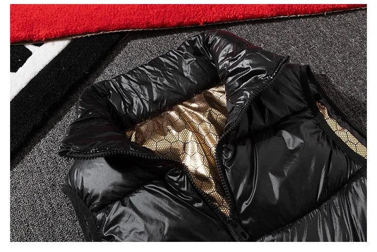 Männer Verdickte Daunen Baumwolle Weste Helle Oberfläche Mode Marke Warme Herbst Winter Oberbekleidung Schulter Pad Weste Jacke