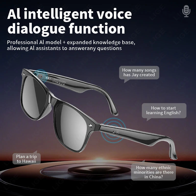 AI Intelligent Translation Glasses 163 Online Language AI Automatic Dialogue Translation Bluetooth Translation Glasses Men Women