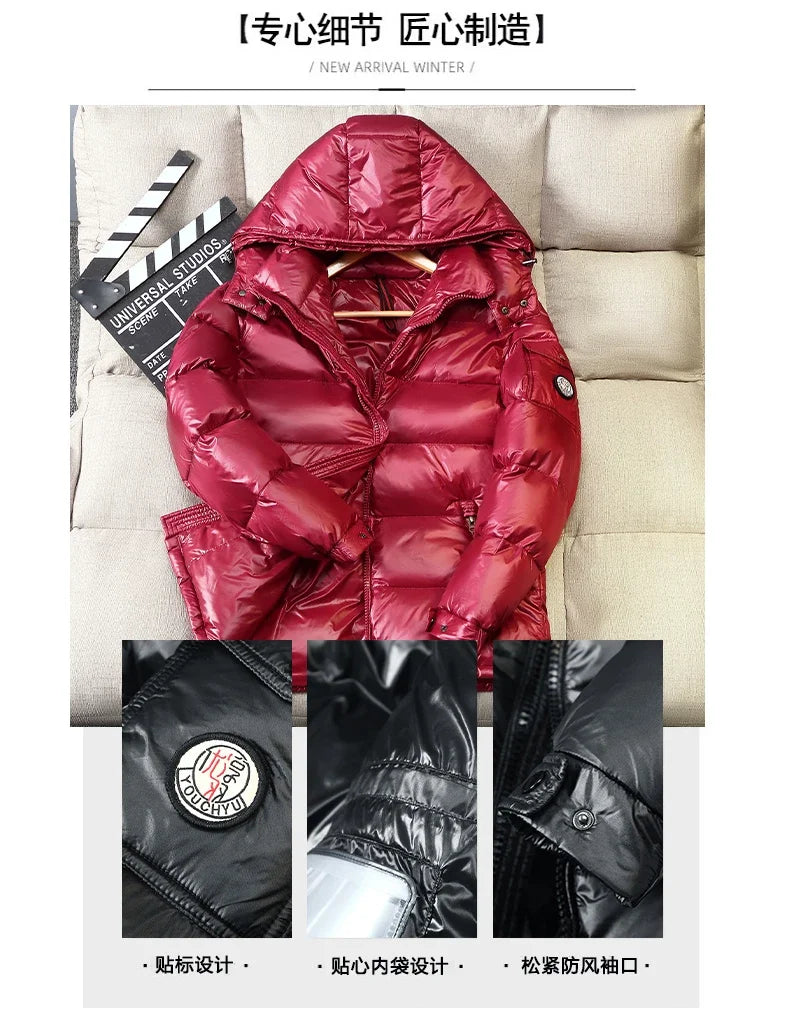 2024 Winter Neue Herren Puffer Jacke Mode Dicke Männer Frauen Ente Unten Jacke Im Freien Warme Casual Mäntel Feste Kapuze Mäntel