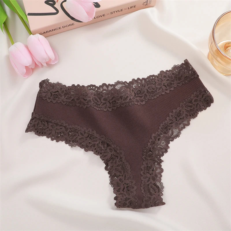 5 Teile/satz Frauen Baumwolle Höschen Floral Spitze Intime Unterwäsche Trendy Patchwork Spitze Slip Weibliche Weiche Unterhose Dessous S-XL