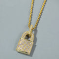 Huitan Hip Hop Lock Anhänger Halskette für Frauen Männer voll mit bling bling cz Aussage Rock Neck Accessoires weiblichen männlichen Schmuck