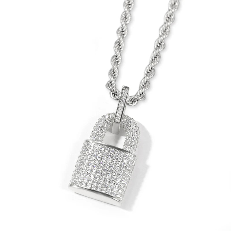 Huitan Hip Hop Lock Anhänger Halskette für Frauen Männer voll mit bling bling cz Aussage Rock Neck Accessoires weiblichen männlichen Schmuck