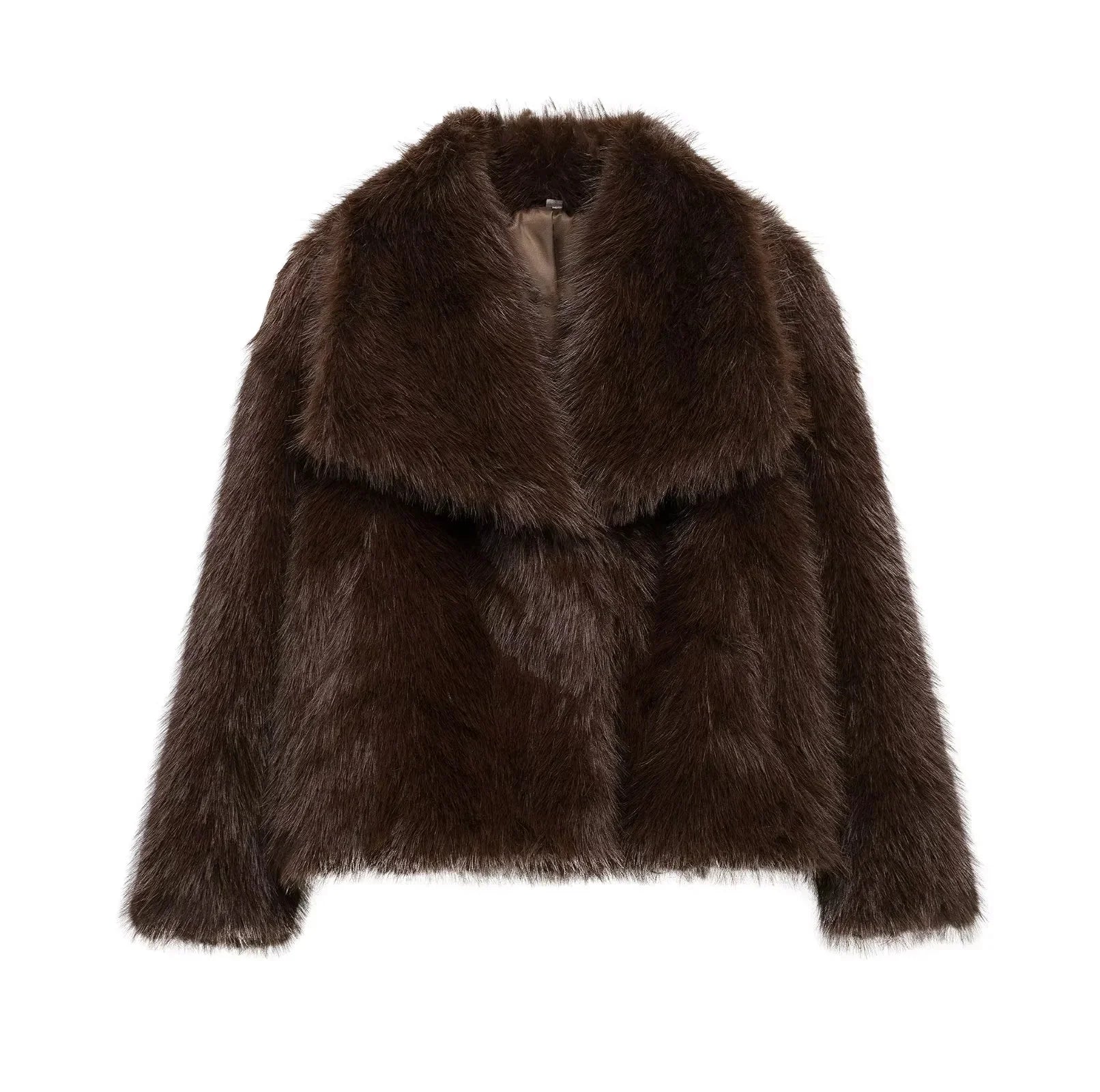 KONDALA 2025, Herbst und Winter, lässig, Kunstpelz, braun, für Damen, warme Jacken, Streetwear, Umlegekragen, Weihnachten, übergroße, elegante Mäntel