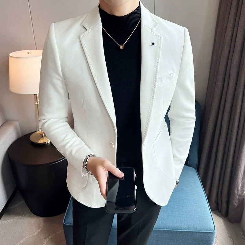 Neue Mode Anzug Mantel männer Slim Fit Hirschleder Samt Elegante Luxus Blazer Mantel Business Casual Hochzeit Plus Größe Anzug 4XL-S