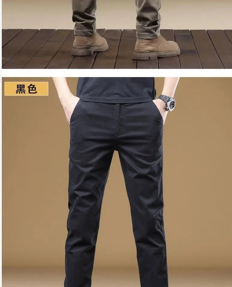 2025, Sommer-Freizeithose für Herren aus dünner Baumwolle, trendige, vielseitige, elastische, leichte Business-Hose, formelle, schlanke, gerade Hose