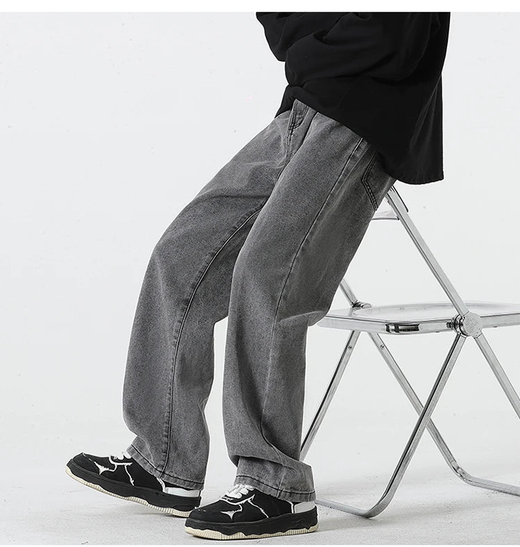 Jeans für Herren im Frühjahr und Sommer 2022, neuer Stil, Trend, gerade, vielseitige Freizeithose, lockere Hose mit weitem Bein