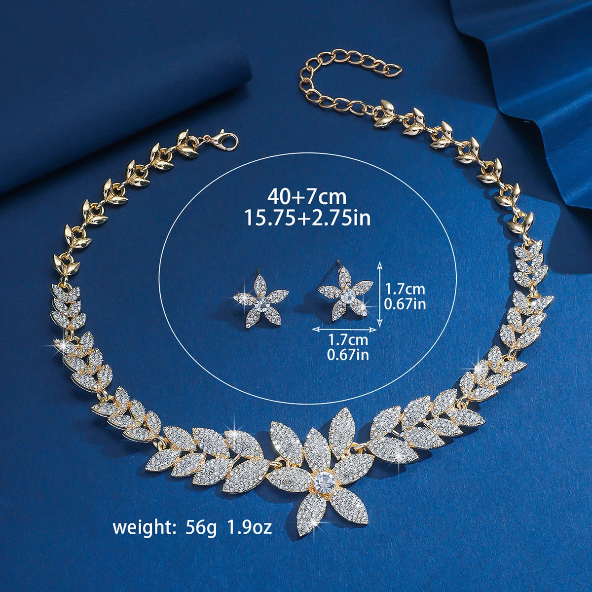3PC Women's Fashion Flower Necklace Earrings Jewelry Set Elegant and High end Design, Suitable for Party and Festival Gift-8495