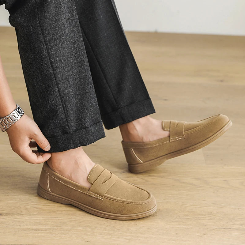 Hot Sale Men's Slip On Loafers Preppy Lightweight Breathable Comfort Outdoor Flats Non Slip Soft Sole Casual Daily Walking Shoes