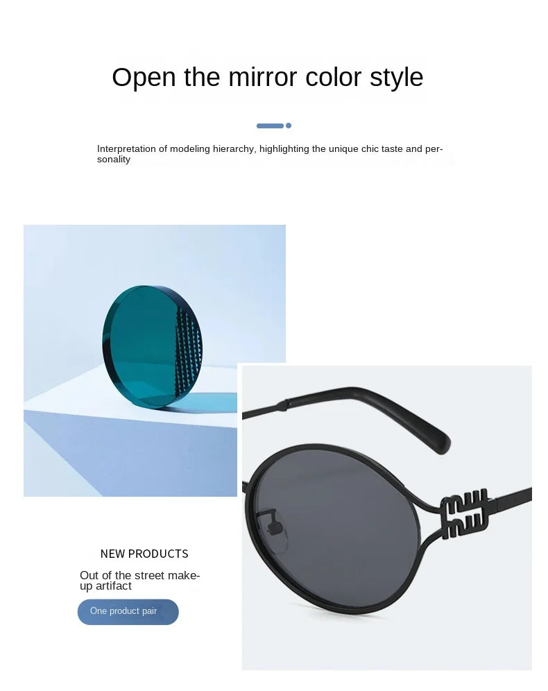 1-2PCS Neue Mode Marke Sonnenbrille Retro Kleine Rahmen Frau Mann Metall Cat Eye Brille Shades UV Schutz sonnenbrille mit Box