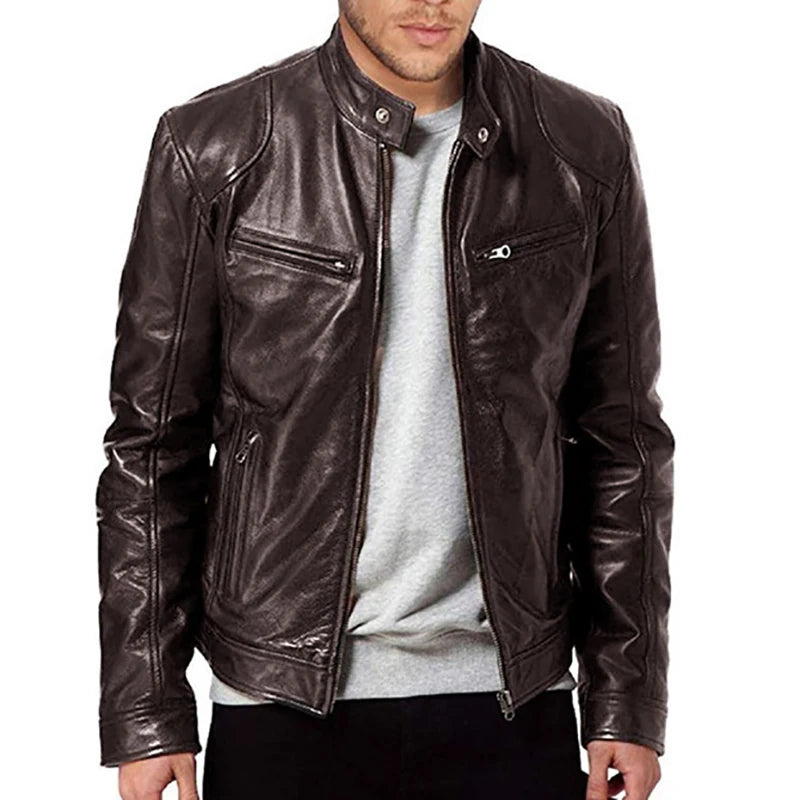 2024 motorrad Leder Jacken Mann Casual Mode Motorrad Mantel Slim Fit Revers PU Jacken Herbst Anti-wind Leder Mantel männlichen