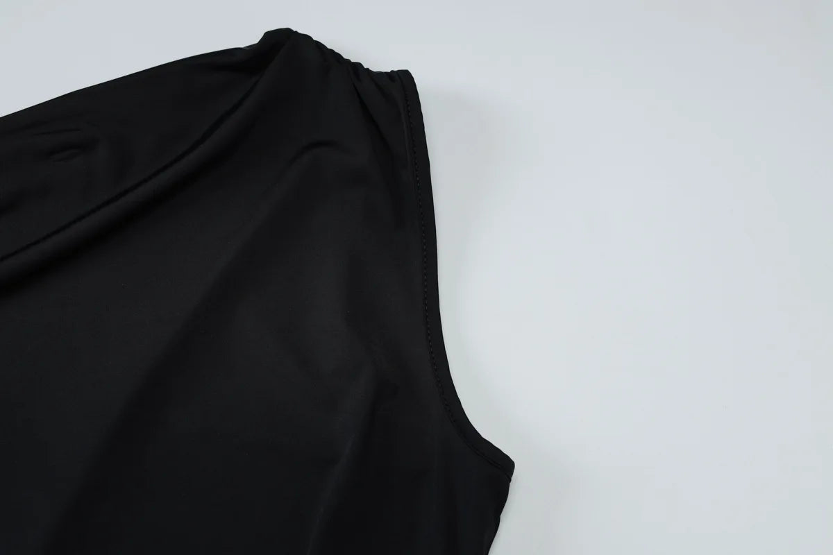 Talenza Schwarz Eine Schulter Mini Kleid Mode Heiße Mädchen Sexy Ärmellose Patchwork Bandage Kurze Kleider Frauen Neue Enge Kleider