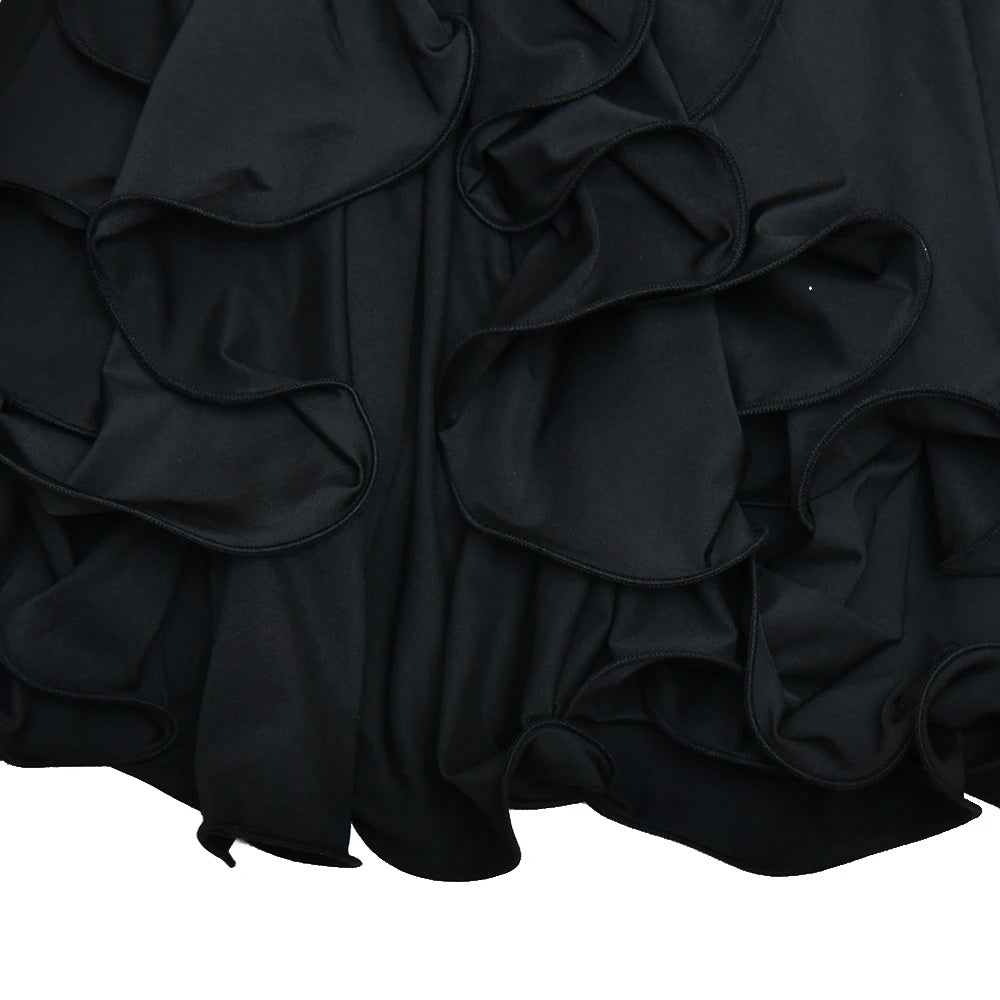 Absobe Damen A-Linie, figurbetontes Minikleid, Rüschensaum, V-Ausschnitt, asymmetrische Knöpfe, lange Ärmel, kurzes Kleid, Party, Streetwear, Outfits