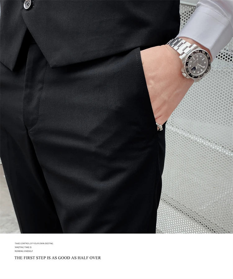 Herren-Slim-Fit-Dreiteiler im koreanischen Stil für Business, professionelle formelle Kleidung, Trauzeuge, Bräutigam, Hochzeit, koreanischer Stil, kleiner Sui