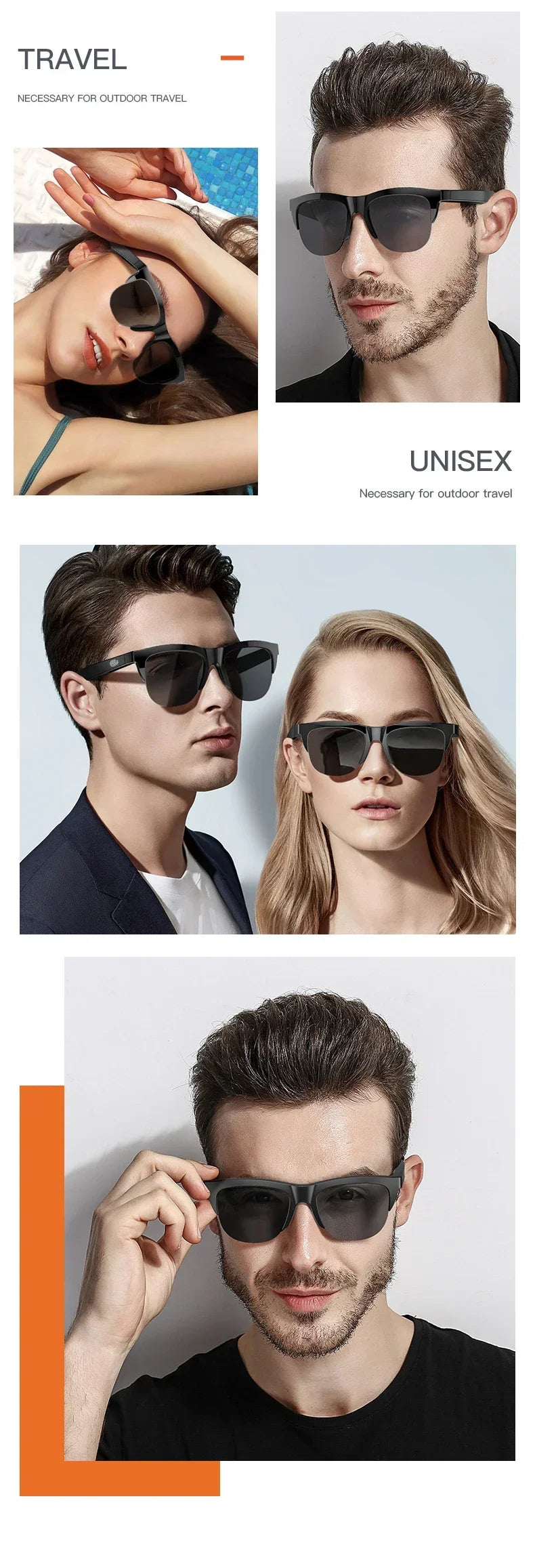 Neue intelligente Bluetooth V5.3-Sonnenbrille, Brille für Anrufe, Outdoor-Sport-Kopfhörer, HIFI, schwarze Technologie, Anti-Touch-UV-Schutz für Männer und Frauen