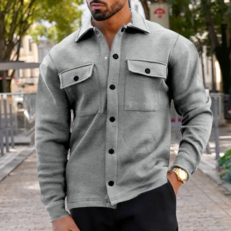 Winter European and American cross-border casual men's clothing fleece lapel European and American single-breasted slim jacket